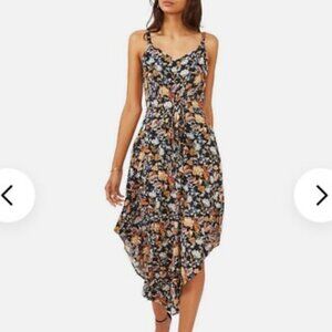 Women's Navy Blue Paisley Floral Fit Flare Wide Leg Floral Jumpsuit Dress